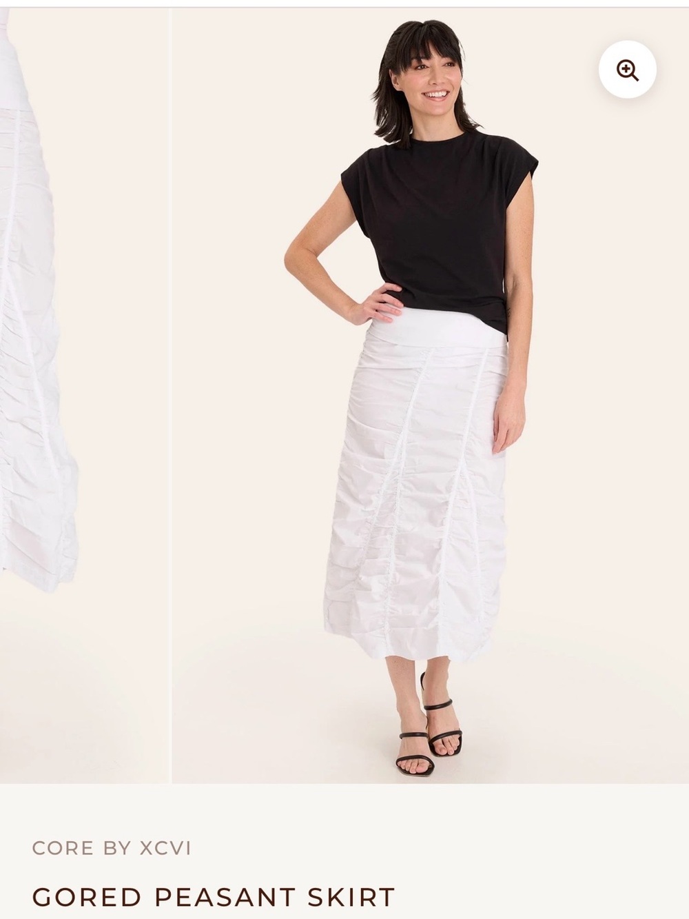 XCVI White Gored Peasant Midi Skirt